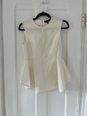 Theory Cream Sleeveless Peplum Blouse